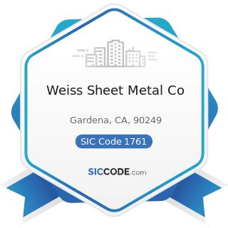 weiss sheet metal company gardena ca|Weiss Sheet Metal Company .